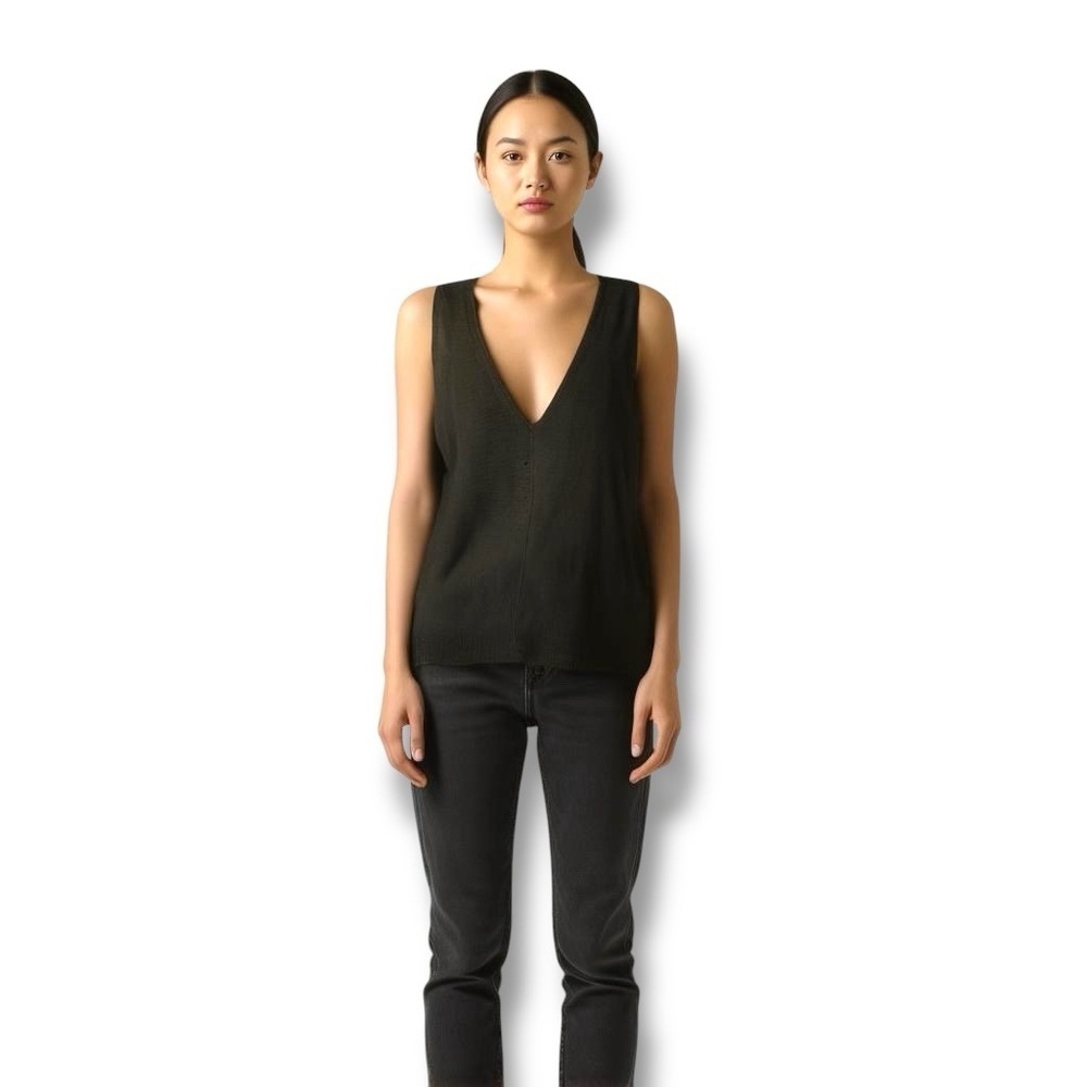 EILEEN FISHER Black 100% Linen Knit Vest Size Large - Picture 6 of 6
